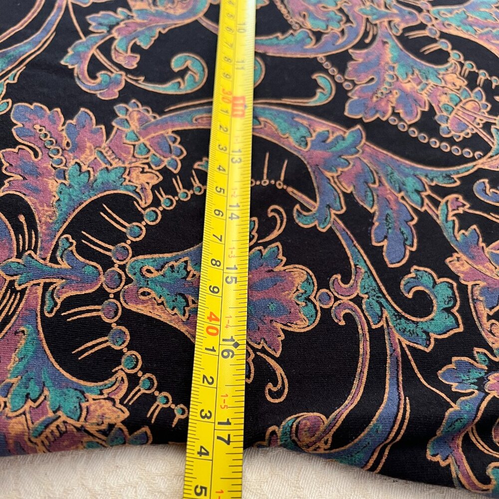 PERUVIAN CONNECTION Midi Dress-Black Gold Lavender Pima Cotton-Size Large - Picture 7 of 12